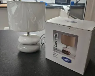 Lampada da tavolo Lumetto ceramica tessuto