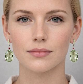 Pendientes Plata Amatista Verde y Zafiro Natural