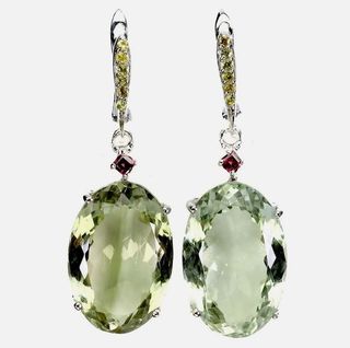 Pendientes Plata Amatista Verde y Zafiro Natural