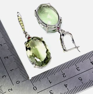 Pendientes Plata Amatista Verde y Zafiro Natural