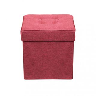 Pouf Contenitore Quadrato in Tessuto Rosso 40cm