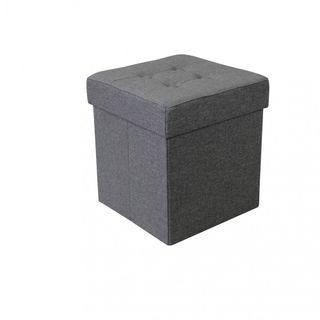 Pouf Contenitore Quadrato Tessuto GrigioScuro 40cm
