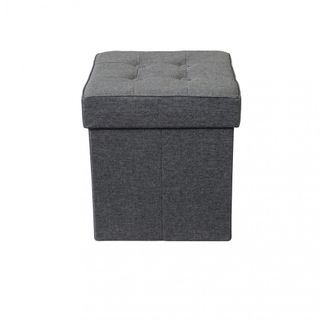 Pouf Contenitore Quadrato Tessuto GrigioScuro 40cm