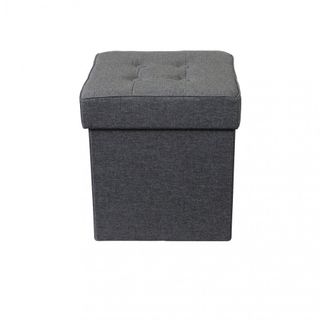 Pouf Contenitore Quadrato Tessuto GrigioScuro 40cm