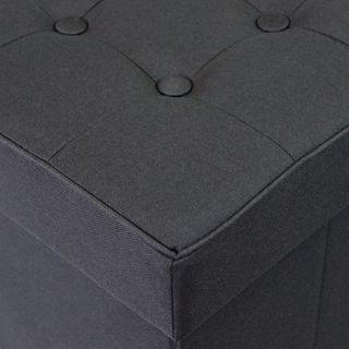 Pouf Contenitore Quadrato in Tessuto Nero 40 cm