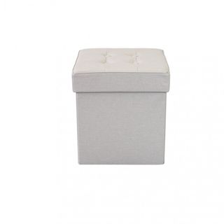 Pouf Contenitore Quadrato in Tessuto Tortora 40cm