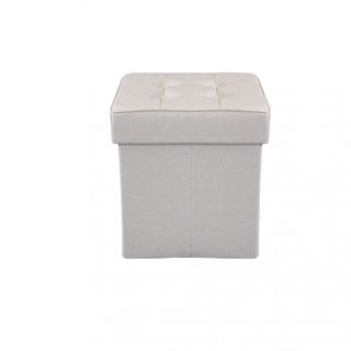 Pouf Contenitore Quadrato in Tessuto Tortora 40cm