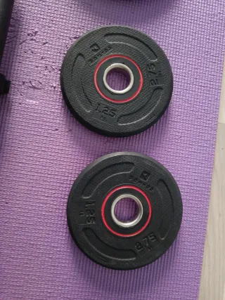 Barra 1,30m + Discos Pesas Musculación