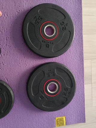 Barra 1,30m + Discos Pesas Musculación