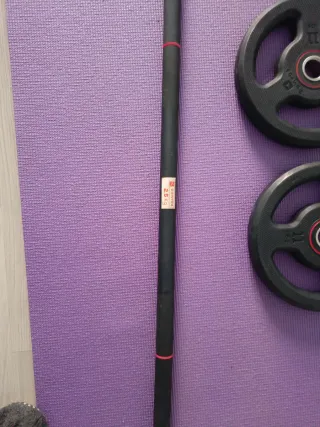 Barra 1,30m + Discos Pesas Musculación