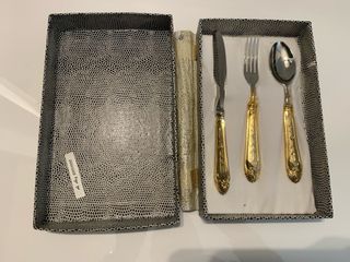 Set posate vintage EP 3 pezzi dorate/argentate