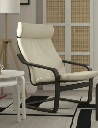 Sillón POÄNG IKEA Piel Beige/Marrón (Desmontada)