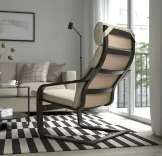 Sillón POÄNG IKEA Piel Beige/Marrón (Desmontada)