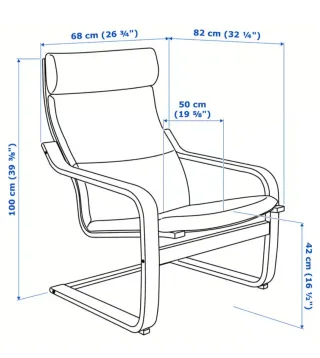 Sillón POÄNG IKEA Piel Beige/Marrón (Desmontada)