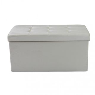 Pouf Contenitore Rettangolare Velluto 76cm Beige