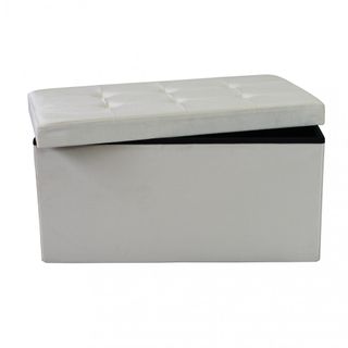 Pouf Contenitore Rettangolare Velluto 76cm Beige