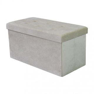 Pouf Contenitore Rettangolare Velluto 76cm Beige