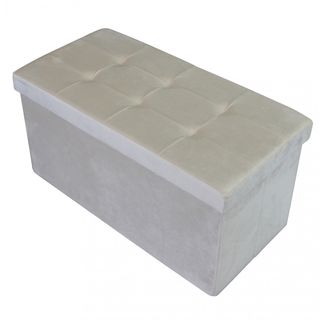 Pouf Contenitore Rettangolare Velluto 76cm Beige