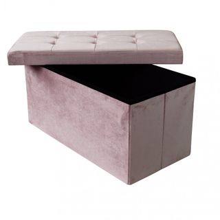 Pouf Contenitore Rettangolare Velluto 76cm Rosa