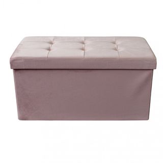 Pouf Contenitore Rettangolare Velluto 76cm Rosa