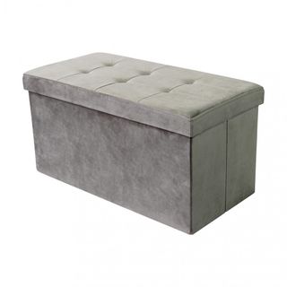 Pouf Contenitore Rettangolare Velluto 76cm Tortora