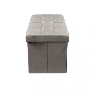 Pouf Contenitore Rettangolare Velluto 76cm Tortora