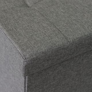 Pouf Contenitore Rettangolare Tessuto Grigio Scuro