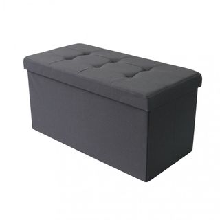 Pouf Contenitore Rettangolare Tessuto 76cm Nero