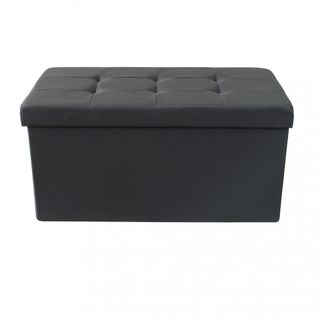 Pouf Contenitore Rettangolare Tessuto 76cm Nero