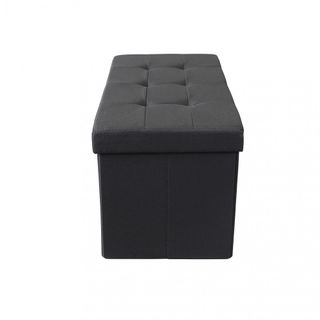 Pouf Contenitore Rettangolare Tessuto 76cm Nero