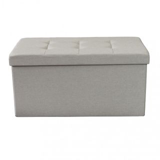 Pouf Contenitore Rettangolare Tessuto 76cm Tortora