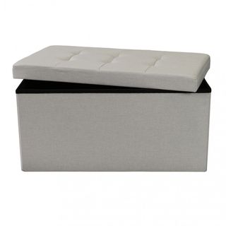 Pouf Contenitore Rettangolare Tessuto 76cm Tortora