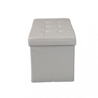 Pouf Contenitore Rettangolare Tessuto 76cm Tortora