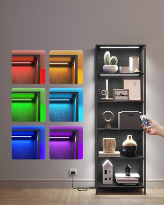 Scaffale a 6 Ripiani con Luce LED Dimmerabile, Lib