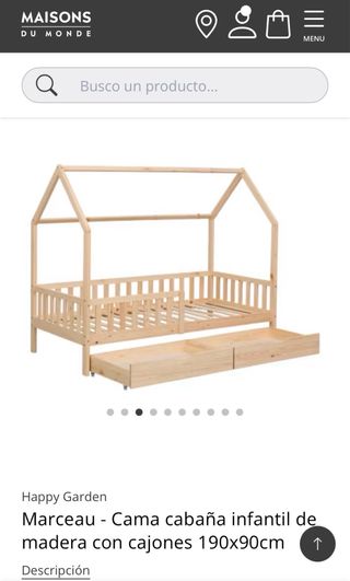Cama Montessori Casita Madera con cajones