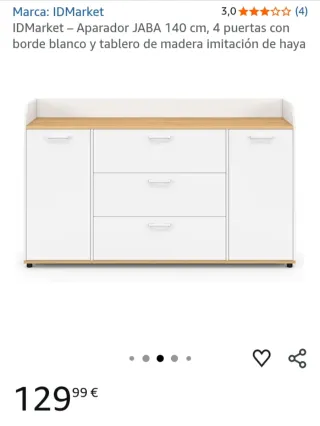 Aparador JABA 140 cm blanco y haya (