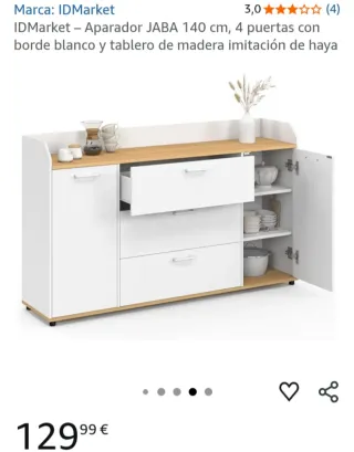 Aparador JABA 140 cm blanco y haya (