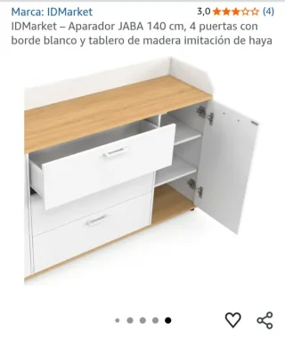 Aparador JABA 140 cm blanco y haya (