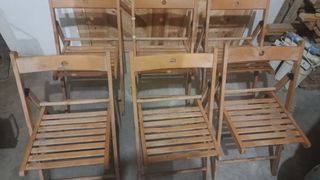6 Sillas de Madera Plegables