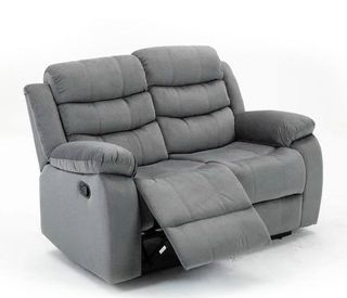 Sofá reclinable gris tela