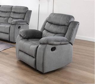 Sofá reclinable gris tela