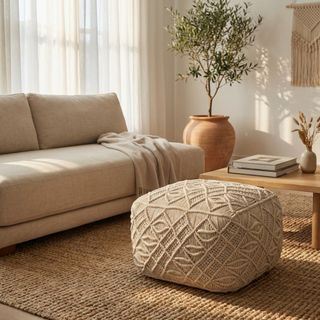 Pouf Quadrato Boho Poggiapiedi in Cotone Maxi 50cm