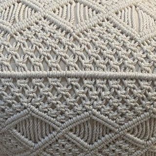 Pouf in Cotone Bianco Quadrato Fisso 45x45x45cm