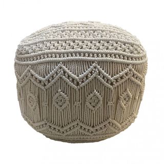 Pouf Quadrato Macrame Poggiapiedi in Cotone 45cm