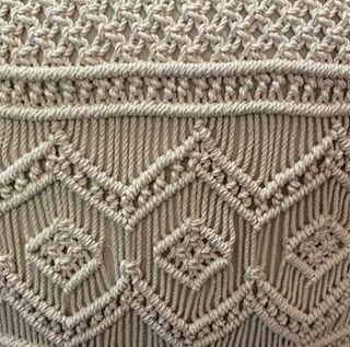 Pouf Quadrato Macrame Poggiapiedi in Cotone 45cm