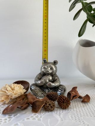 Statuina Panda in Metallo Argentato