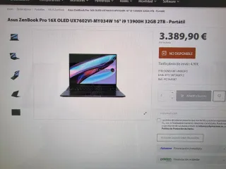 Asus Zenbook Pro 16". 32 gb ram, rtx4070, 2tb