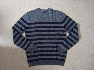 Suéter Inextenso Rayas Talla L Azul Marino/Gris
