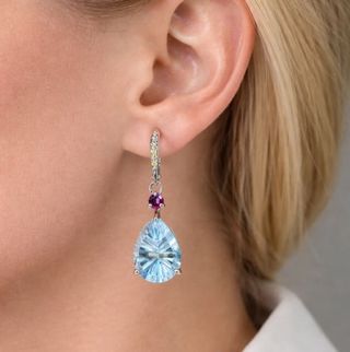 Pendientes de plata con topacio azul y zafiro