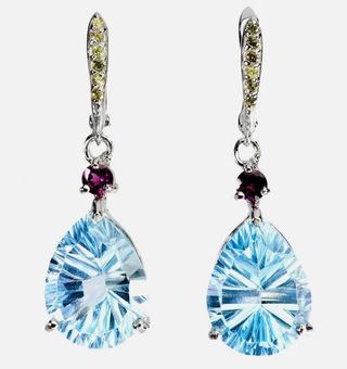 Pendientes de plata con topacio azul y zafiro